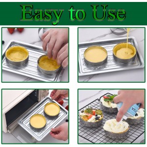 12Pack Tart Rings 3.15 Inch Perforated Tart Ring Stainless Steel, Round Mousse Cake Ring Metal Pastry Mold for Baking Cooking Pastries, small fruit tartet crust 8cm