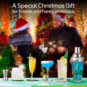 Ailelan Glass Cocktail Shaker with Strainer, 14oz Martini Shaker with 6 Recipes On Side, Clear Drink Shaker Bottle with Measurements, Bar Shakers Set Bartender Kit for Mixing Cocktail, Margarita