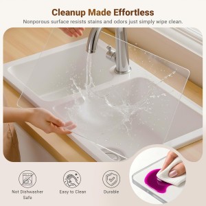 Acrylic Cutting Board with Counter Lip, 17.5x13.5 Inch Clear Cutting Boards for Kitchen Counter, Large Cutting Board Non Slip for Countertop Protector, Apartment Essentials Kitchen Decor Gifts