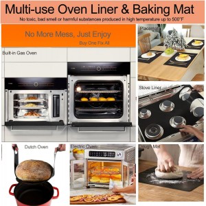 Oven Liners for Bottom of Oven, 16x24 inch Thick Heavy Duty Non Stick Teflon Oven Mats, BPA and PFOA Free Reusable Oven Liners for Bottom of Electric Oven (5 Pack)