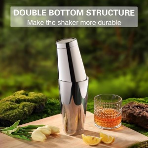 WOTOR Boston Cocktail Shaker Set, 18 oz & 28 oz Stainless Steel Weighted Shaker Tins, Metal Martini Shaker Drink Mixer for Bartending, professional Bar Tools for Bartender （Sliver）