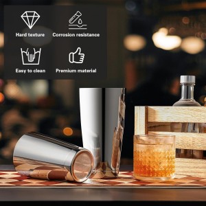 WOTOR Boston Cocktail Shaker Set, 18 oz & 28 oz Stainless Steel Weighted Shaker Tins, Metal Martini Shaker Drink Mixer for Bartending, professional Bar Tools for Bartender （Sliver）