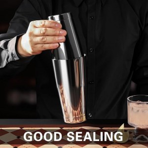 WOTOR Boston Cocktail Shaker Set, 18 oz & 28 oz Stainless Steel Weighted Shaker Tins, Metal Martini Shaker Drink Mixer for Bartending, professional Bar Tools for Bartender （Sliver）