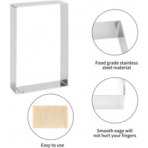 Rectangle cookie cutter ANCKNE Stainless Steel Rectangle Biscuit Molds Square Pastry Molds Fondant Cake Cookie Cutter Set 1 Inch Depth