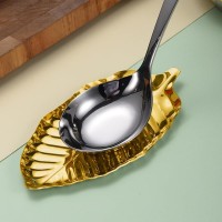 Spoon Rest Spoon Holder for Stove Top, Utensil Holder for Ktichen Counter, Spatula, Ladles, Forks, Tongs Rest, 304 Stainless Steel Gold Leaf, Dishwash Safe Housewarming Gifts