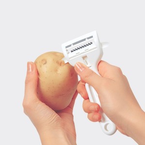 Kai Corporation DH8013 KAI KITCHEN Peeler, Switchable Shredded Peeler, Julienne, Potatoes, Sprout, Dishwasher Safe, White, Made in Japan