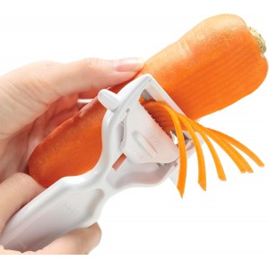 Kai Corporation DH8013 KAI KITCHEN Peeler, Switchable Shredded Peeler, Julienne, Potatoes, Sprout, Dishwasher Safe, White, Made in Japan