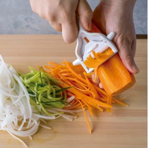 Kai Corporation DH8013 KAI KITCHEN Peeler, Switchable Shredded Peeler, Julienne, Potatoes, Sprout, Dishwasher Safe, White, Made in Japan