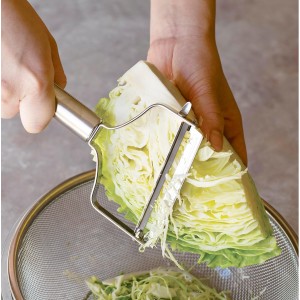 Kai Corporation KAI KITCHEN DH8169 Cabbage, Julienn, Easy to Use, Diagonal Blade, Stainless Steel, Wide Peeler, Dishwasher Safe, Silver, Made in Japan