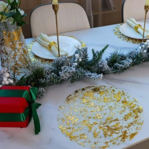 Snowkingdom Disposable Gold Placemats Set of 12 Metallic Round 13 Inch Foil Mesh Pressed Fall Table Mates 12 Pack Gold Doilies for Dining Table Wedding Birthday Party Holiday Home Decoration