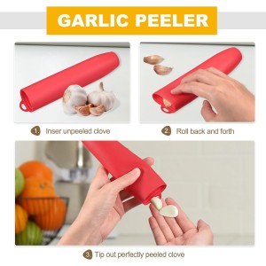 uxcell Silicone Garlic Peeler Tube, 2Pcs Garlic Roller Peeling Tube Garlic Cloves Skin Remover for Useful Kitchen Tools, Black