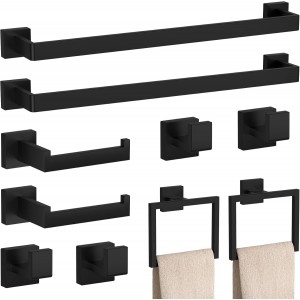10-Pieces Matte Black Bathroom Accessori...