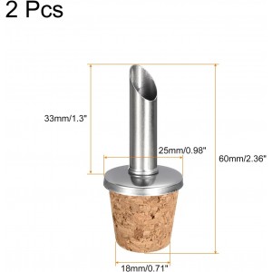 uxcell Stainless Steel Bottle Pourers, 2Pcs Olive Oil Spout Cork Design Wine Bottle Stoppers, Wine Pourers Liquor Pour Spouts for Pours Liquid, Wine, Vinegar, Most Liquor Bottles