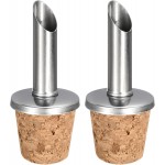 uxcell Stainless Steel Bottle Pourers, 2Pcs Olive Oil Spout Cork Design Wine Bottle Stoppers, Wine Pourers Liquor Pour Spouts for Pours Liquid, Wine, Vinegar, Most Liquor Bottles