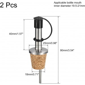 uxcell Stainless Steel Bottle Pourers, 2Pcs Olive Oil Spout with Rubber Dust Caps, Cork Design Wine Bottle Stoppers for Pours Liquid, Olive Oil, Wine, Vinegar, Most Liquor Bottles