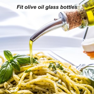 uxcell Stainless Steel Bottle Pourers, 2Pcs Olive Oil Spout with Rubber Dust Caps, Cork Design Wine Bottle Stoppers for Pours Liquid, Olive Oil, Wine, Vinegar, Most Liquor Bottles