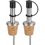 uxcell Stainless Steel Bottle Pourers, 2Pcs Olive Oil Spout with Rubber Dust Caps, Cork Design Wine Bottle Stoppers for Pours Liquid, Olive Oil, Wine, Vinegar, Most Liquor Bottles