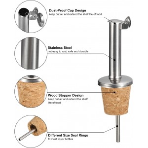 uxcell Stainless Steel Bottle Pourers, 2Pcs Auto Flip Olive Oil Spout, Cork Design Wine Bottle Stoppers, for Pours Liquid, Olive Oil, Wine, Vinegar, Most Liquor Bottles