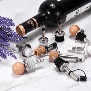uxcell Stainless Steel Bottle Pourers, 2Pcs Auto Flip Olive Oil Spout, Cork Design Wine Bottle Stoppers, for Pours Liquid, Olive Oil, Wine, Vinegar, Most Liquor Bottles