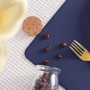 Faux Leather Placemats HeloHo Navy Blue Table Place Mats Set of 4 Waterproof Oilproof Heat Stain Resistant Washable Wipeable Placemat for Kitchen Dining Table Decoration Indoor Outdoor