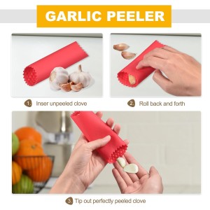 uxcell 2Pcs Garlic Peeling Tube, Silicone Garlic Peeler Roller Keeper Skin Remover Non Slip for Useful Kitchen Tools, Black