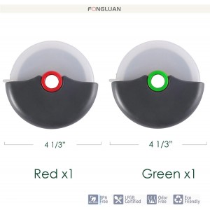 Pizza Cutter Wheel Set of 2 - Pizza Slicer with Protective Blade Cover - Premium Spuer Sharp 18/8 Stainless Steel