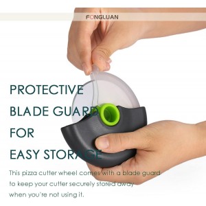 Pizza Cutter Wheel Set of 2 - Pizza Slicer with Protective Blade Cover - Premium Spuer Sharp 18/8 Stainless Steel