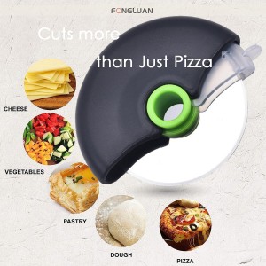 Pizza Cutter Wheel Set of 2 - Pizza Slicer with Protective Blade Cover - Premium Spuer Sharp 18/8 Stainless Steel