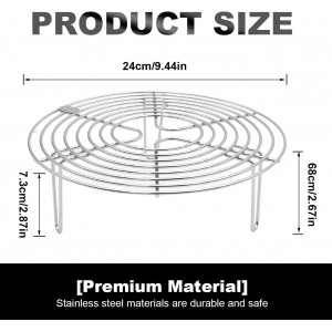 Round Steamer Rack and Cooling Rack,Stainless Steel Pot Trivet, Cooking Rack,Wire Steamer Kettle Rack Holder, Air Fryer Cooking Steamer Rack for Baking Canning Cooking Steaming, 9.5''X2.8''…