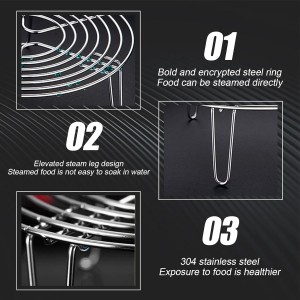 Round Steamer Rack and Cooling Rack,Stainless Steel Pot Trivet, Cooking Rack,Wire Steamer Kettle Rack Holder, Air Fryer Cooking Steamer Rack for Baking Canning Cooking Steaming, 9.5''X2.8''…