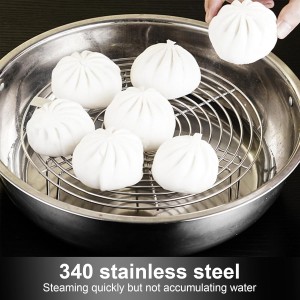 Round Steamer Rack and Cooling Rack,Stainless Steel Pot Trivet, Cooking Rack,Wire Steamer Kettle Rack Holder, Air Fryer Cooking Steamer Rack for Baking Canning Cooking Steaming, 9.5''X2.8''…