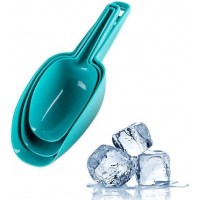 Set of 3 Ice Scoop, Plastic Kitchen Ice Scoop for Canisters or Ice Maker, Food Scoops for Canisters, Freezer, Flour, Dry Foods, Coffee Beans, Pop Corn, Pet Dog Cat Food (Blue)