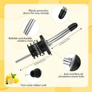 Dandat 12 Pieces 32 oz Plastic Long Neck Bottles with Pourer and Caps Plastic Juice Pour Bottles with Stainless Steel Pourers Tapered Spout for Liquor (Silver Bottle Pourer)