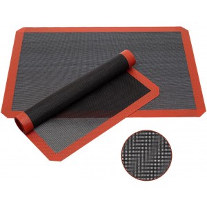 Hermerlee Perforated Silicone Baking Mats, 2 PCS Eclair Silicone Mat for Half Sheet，Tray Pan Liners Perfect Bakeware for Making Cookies, Macarons, Bread and Pastry,11.8