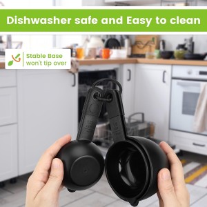 Spring Chef Magnetic Measuring Cups and Spoons Set of 9, Nesting Kitchen Tool with Easy to Read Markings for Measuring Dry or Liquid Ingredient, BPA Free, Black