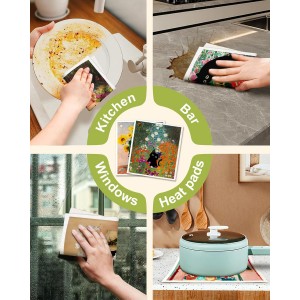 6 Pack Swedish Dishcloths for Kitchen - Reusable Dish Cloths for Washing Dishes Absorbent Cute Funny Kitchen Towels Cleaning Sponge, Floral Cat