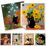 6 Pack Swedish Dishcloths for Kitchen - Reusable Dish Cloths for Washing Dishes Absorbent Cute Funny Kitchen Towels Cleaning Sponge, Floral Cat