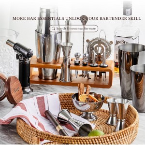 KITESSENSU Cocktail Shaker Set with Carry Case: Vacuum Insulated Martini Shaker with Built-in Strainer, 2 Martini Glasses, Measuring Jigger, Bar Mixing Spoon & Cocktail Recipes, Travel Bar Tool Set