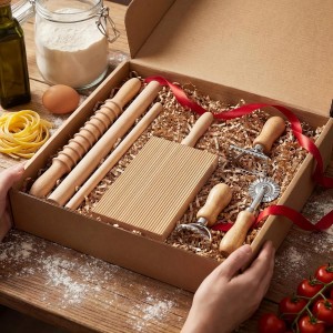 Tioncy 7 Pcs Pasta Making Tool Set Wood Gnocchi Board with Ravioli Stamp Ravioli Maker and Rolling Pin for Gnocchi Garganelli Italian Pasta Tools for Beginners and Home Cooks Kitchen Gift