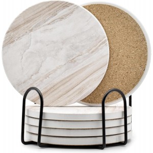 6Pcs Drink Coasters with Holder, Marble ...