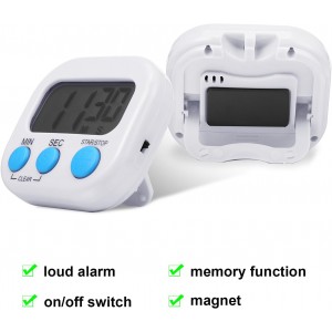 Weewooday 12 Pcs Digital Kitchen Magnetic Timer Bulk Classroom Count up Countdown Timer Large Digits Egg Loud Alarm Cute Desk Stopwatch for Teacher Kids Cooking Office(White,Stylish Style)