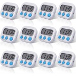 Weewooday 12 Pcs Digital Kitchen Magnetic Timer Bulk Classroom Count up Countdown Timer Large Digits Egg Loud Alarm Cute Desk Stopwatch for Teacher Kids Cooking Office(White,Stylish Style)