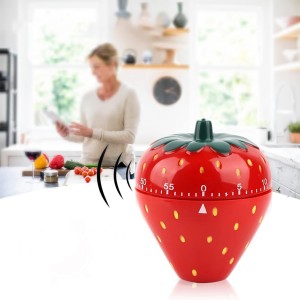 Joyzan Strawberry Shaped Timer, Cartoon Mechanical Time Reminder Cute Fruit Cooking Kitchen Baking Household Manual Precise Countdown 60 Minutes Meal Prep Wake Up Home Study Desktop Classroom