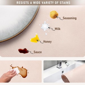 UnivoColors Placemats,Heat Resistant Placemats Set of 4 Washable 12 x 17 Inch,Waterproof Table Mats,Wipeable Pu Place Mats for Kitchen,Dining Room.Reddish Brown