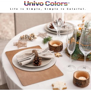 UnivoColors Placemats,Heat Resistant Placemats Set of 4 Washable 12 x 17 Inch,Waterproof Table Mats,Wipeable Pu Place Mats for Kitchen,Dining Room.Reddish Brown