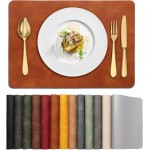 UnivoColors Placemats,Heat Resistant Placemats Set of 4 Washable 12 x 17 Inch,Waterproof Table Mats,Wipeable Pu Place Mats for Kitchen,Dining Room.Reddish Brown