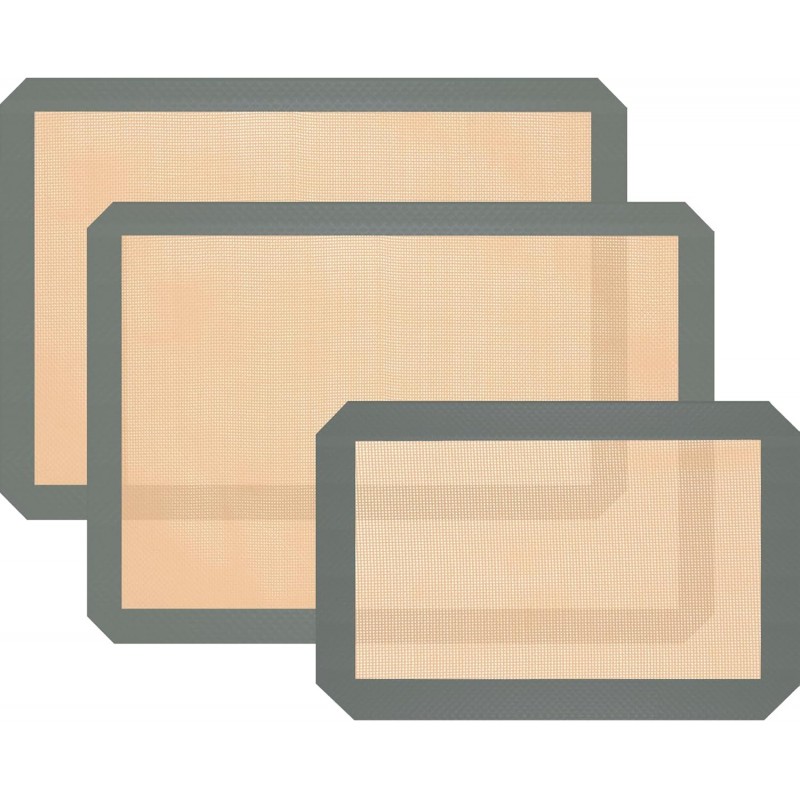 Silicone Baking Mat, 3 Pack Reusable Baking Sheet, Non-Stick ＆ Food Safe Silicone Mats for Baking for Making Cookies Macaroons Bread, Baking Supplies ＆ Accessories