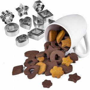 30Pcs Mini Cookie Cutter Set with Box, Small Stainless Steel Fruit Veggie Tiny Polymer Clay Cutters for Kids, Geometric Set for Biscuit Mold