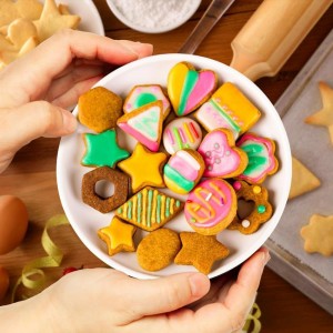 30Pcs Mini Cookie Cutter Set with Box, Small Stainless Steel Fruit Veggie Tiny Polymer Clay Cutters for Kids, Geometric Set for Biscuit Mold