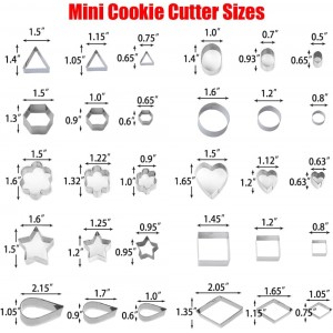 30Pcs Mini Cookie Cutter Set with Box, Small Stainless Steel Fruit Veggie Tiny Polymer Clay Cutters for Kids, Geometric Set for Biscuit Mold